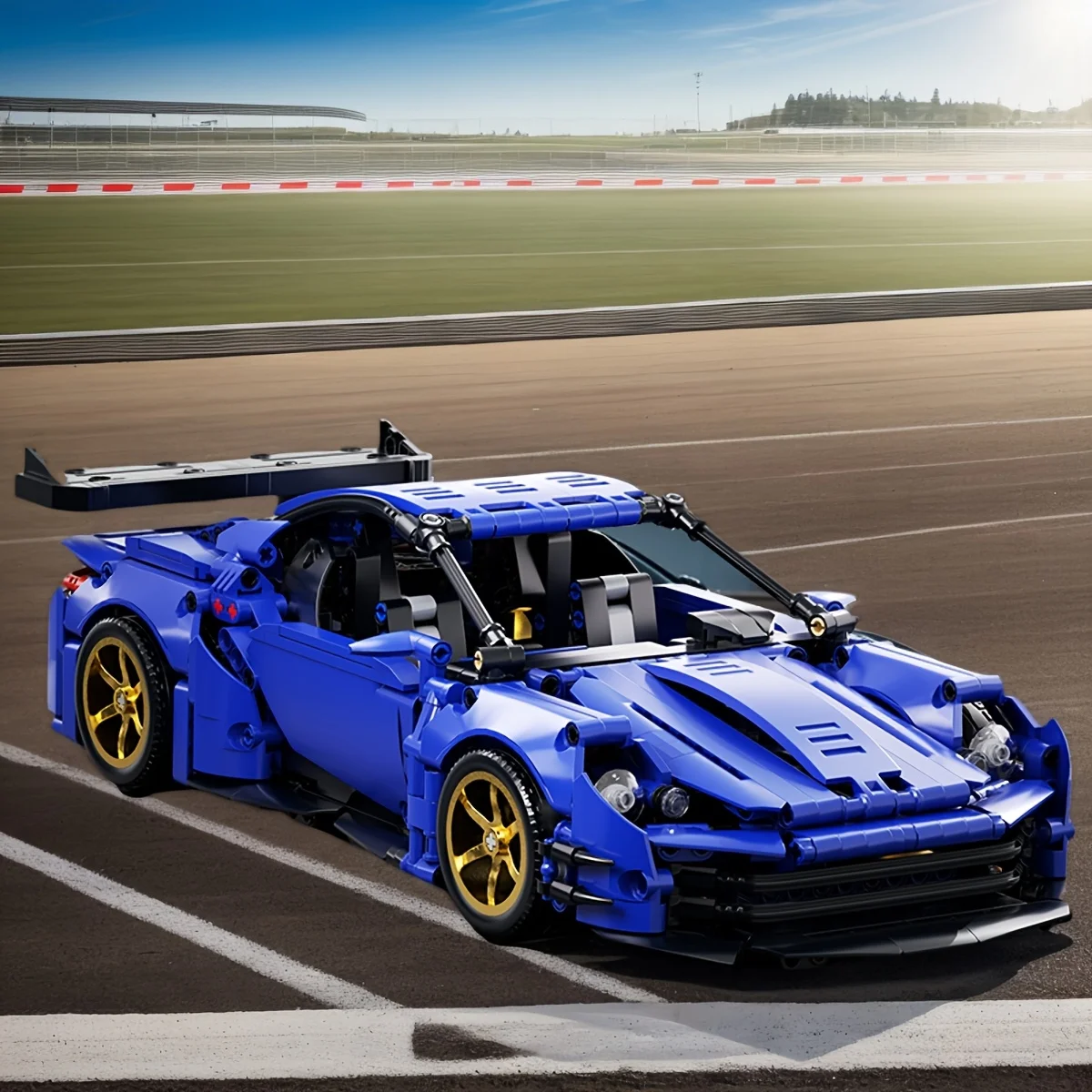 

Синий набор моделей строительных блоков спортивного автомобиля, коллекционная модель для взрослых, подходит для подарков на день рождения, Рождество, Хэллоуин, подарков