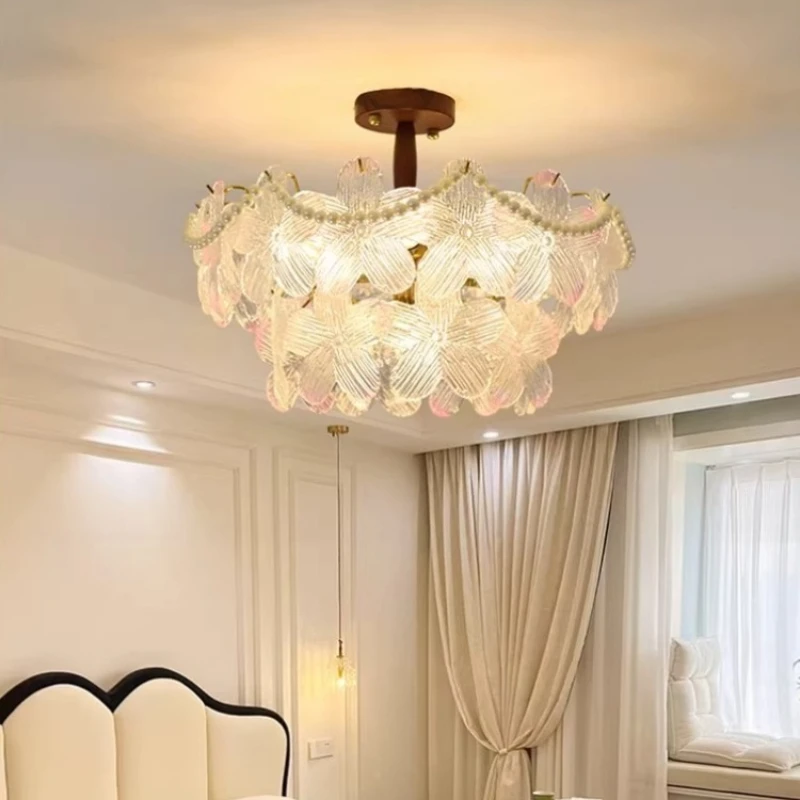 Mid Ancient Style Crystal Glass Ceiling Lamps French Eye Protection Master Bedroom Light Luxury Romantic Living Room Restaurant