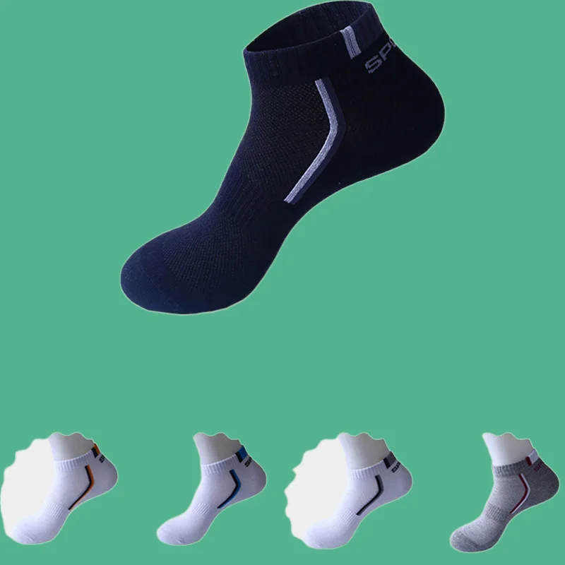 Meias de tornozelo de algodão respirável macio masculino, meias esportivas curtas casuais, meias de barco de alta qualidade, nova moda, 5 pares, 10