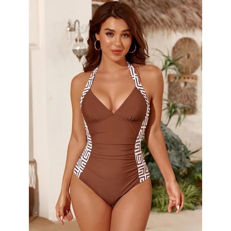 color-block-leopard-print-one-piece-women-swimsuit-long-torso-bathing-suit-halter-beach-wear