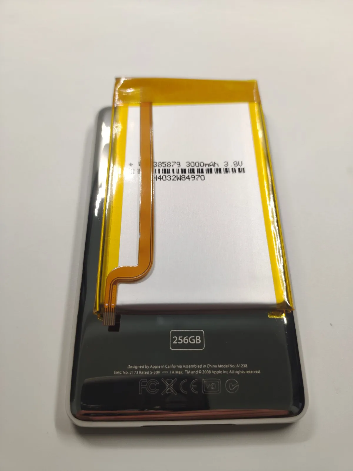 غطاء خلفي معدني فضي + بطارية 3000 مللي أمبير في الساعة لأجهزة iPod Video 5th Classic 6th/7th - تناسب موديلات رفيعة 30 جيجابايت/80 جيجابايت/120 جيجابايت/160 جيجابايت #2