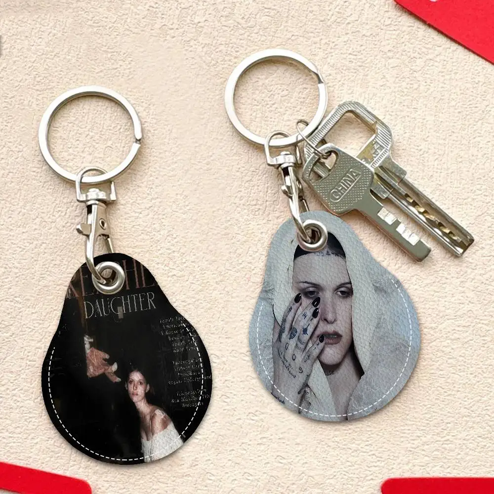 Singer E-Ethel Music Albums Cain PU Card Holder Keychain Key Ring Door Lock Access Tags Card Case Keychain Access Card Key