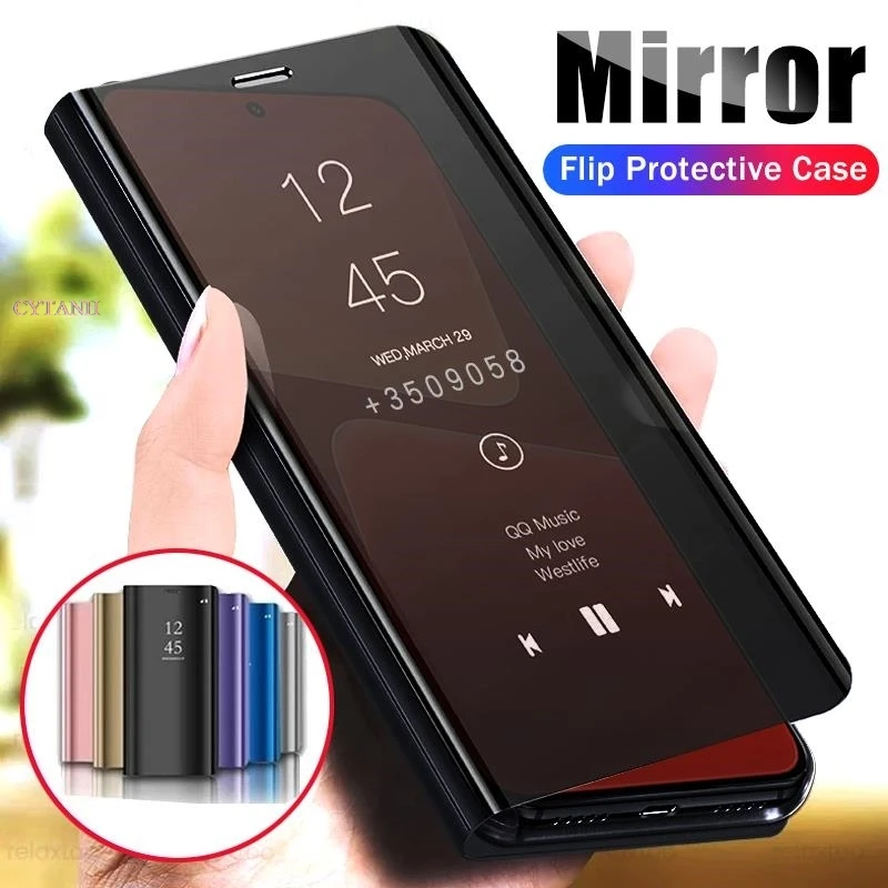 Smart Flip Phone Case For Samsung Galaxy Note 20 10 Plus 9 8 S20 S21 S22 S23 S24 Ultra FE Side Window View Plastic Leahter Cover