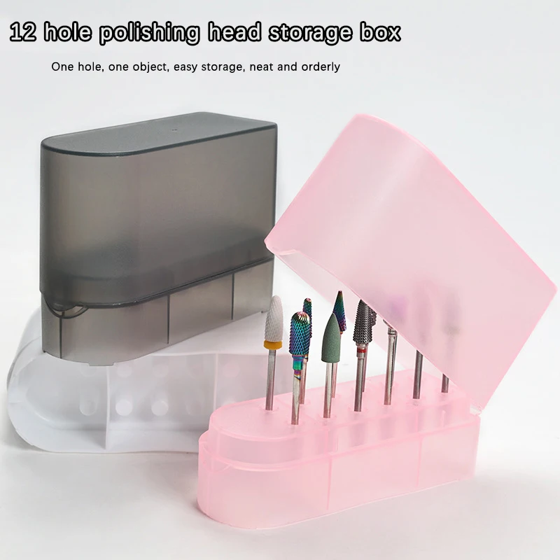 12 Holes Nail Drill Bits Storage Box Manicure Salon Grinding Head Holder Display Nail Art Accessory