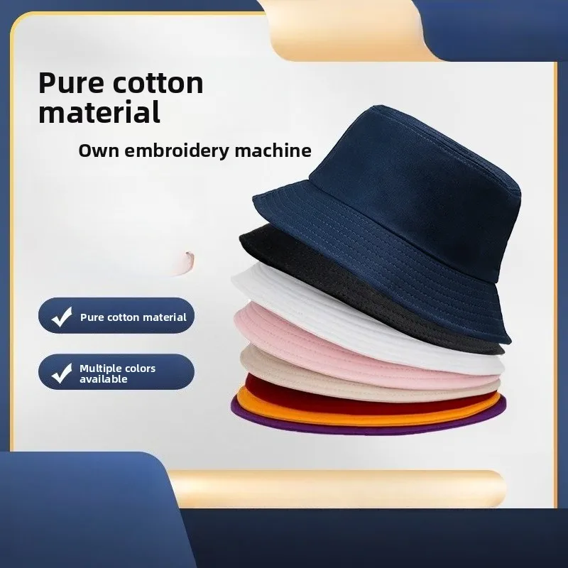 

100% Cotton Solid Color Fisherman Hat Outdoor Hiking Family Sun Protection Breathable Dome for Men and Women