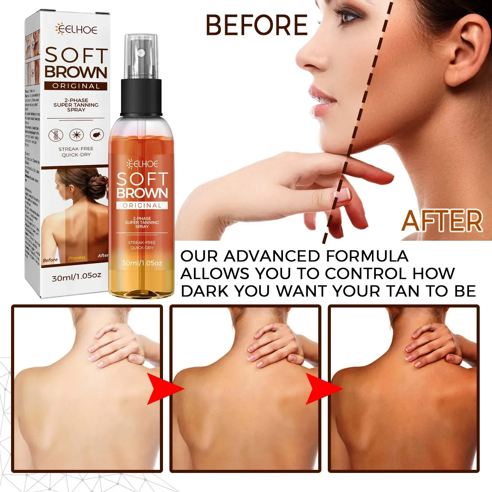 Self Tanning Spray Assist Natural Soft Antique Bronzer Wheat Skin Tone Tanning Accelerator Spray Beach Outdoor Sunscreen Care