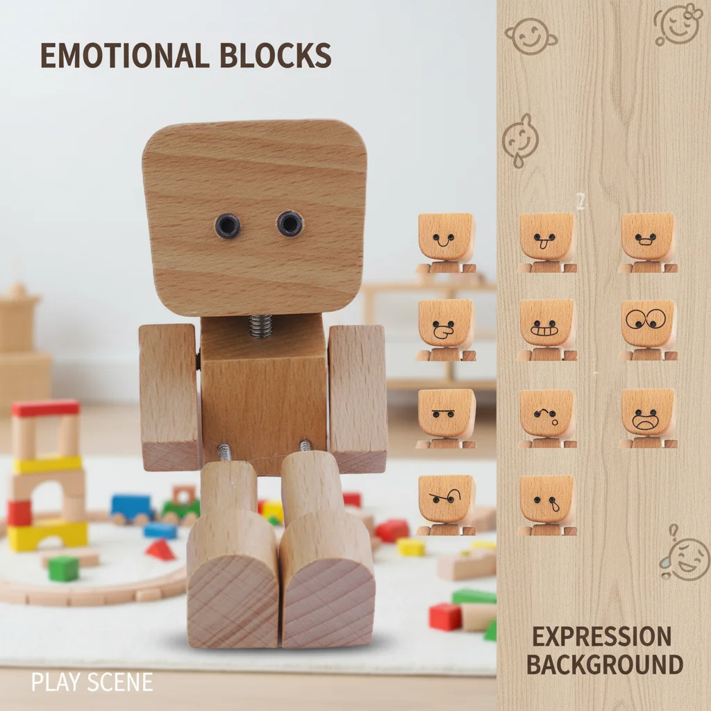 Shaking Man Statue Wooden Man Figurines With 12 Replacement Expression Unique Car Dashboard Decoration Desktop Ornament