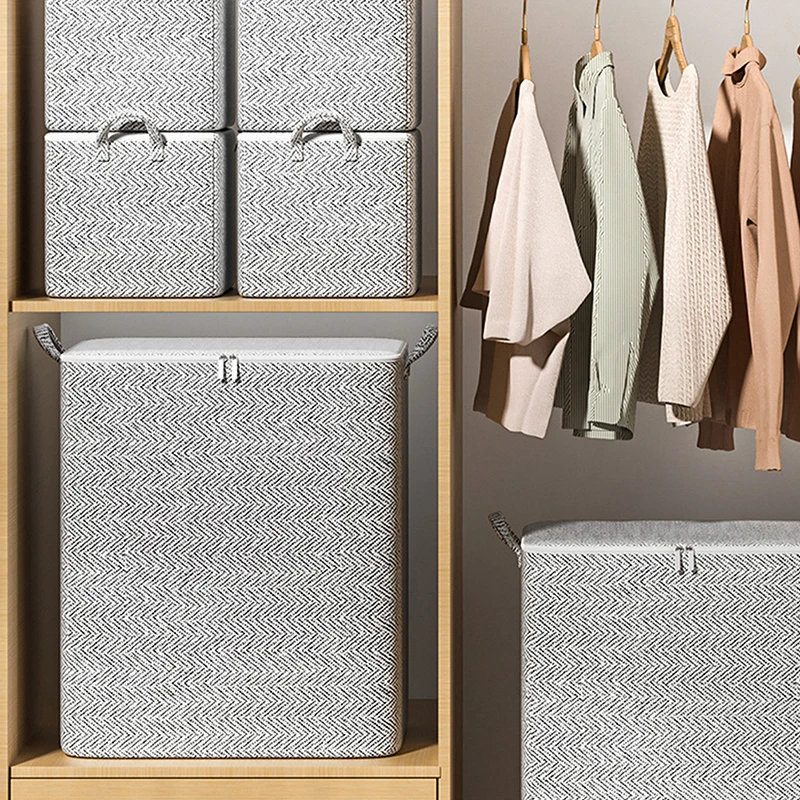 【D】Large Capacity Clothes Storage Bag Organizer With Reinforced Handle For Blankets Bedding Foldable With Zipper Storage Bag