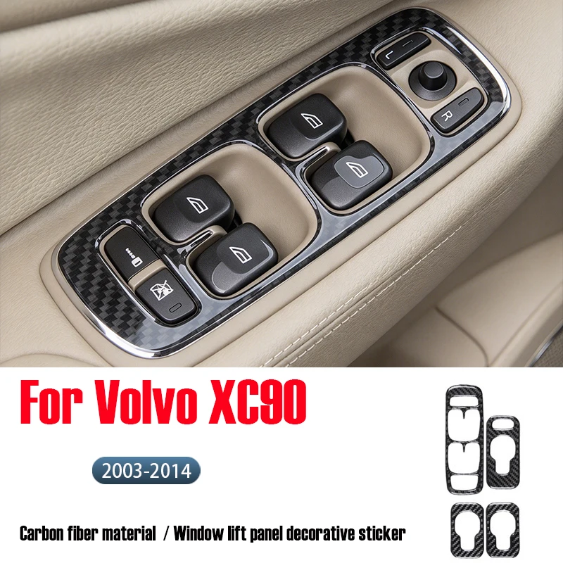 Fit For Volvo XC90 2003–2014 Soft Carbon Fiber Window Switch Panel Trim Stickers – Interior Protection Accessories