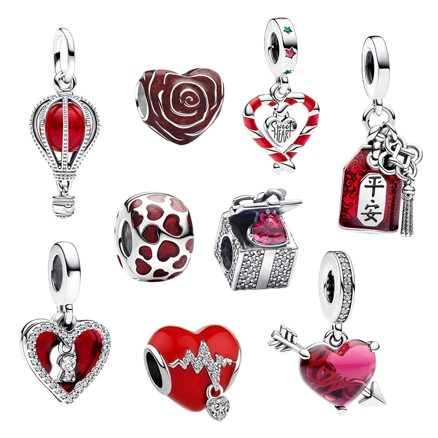 

NEW Hot Sale Europeans DIY Making Rose Heart、Santas Coming to Town Charm Bead Fit Original Silver 925 Bracelet Christmas jewelry
