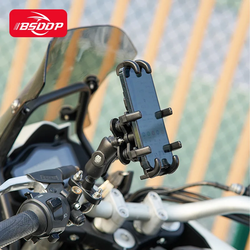 Universal Motorcycle Bike Mobile Phone Holder Aluminum Bicycle Riding Bracket Nonslip GPS Mount Handlebar Side Mirror Stand - view 5