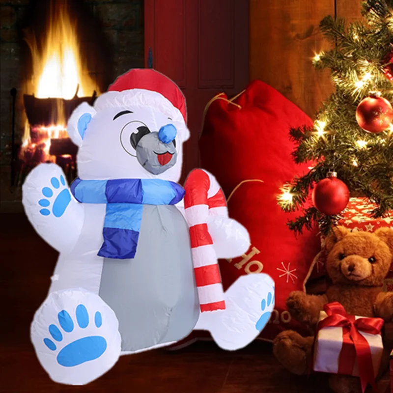 

Cute Polar Bear Inflatable Christmas Decoration Outdoor Garden Infable Inflatable Toys with Lights for Home Party New Year Gifts