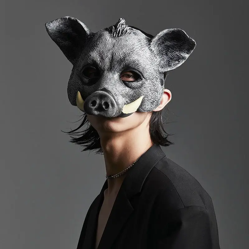 Creative Full Face Men Women Wild Boar Party Masks Modern Simple Large Animal Halloween Girl Costume Fashion Food Blogger Mask