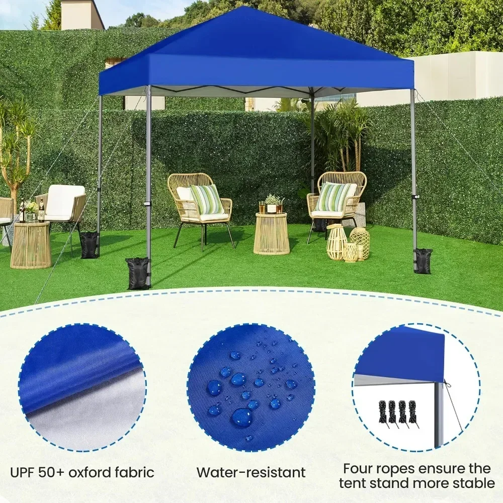 8x8 Pop Up Canopy Easy Set-up Tent, Portable Outdoor Canopy Instant Tent, Commercial Gazebo with Wheeled Carry Bag & 4 Sandbags