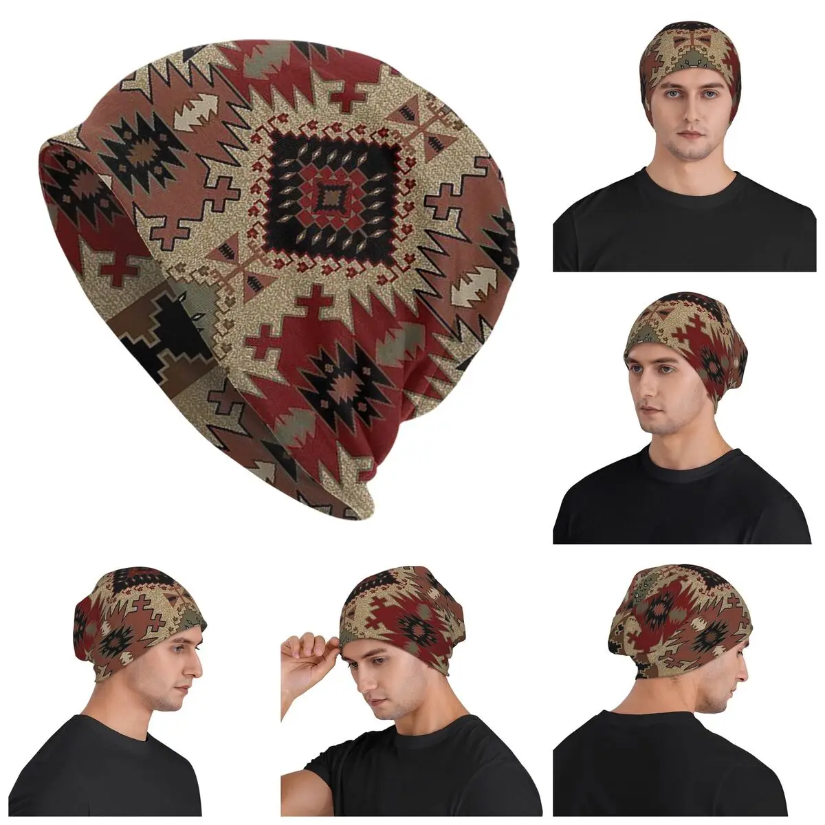 

Персидские шапки с принтом в богемном геометрическом этническом стиле для взрослых, шапки, вязаная шапка, осенне-зимняя уличная шапка Skullies