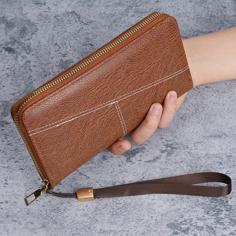 Men's wallet long 2025 new multi slot wallet zipper large capacity card bag men's wallet men's foreign trade hot selling