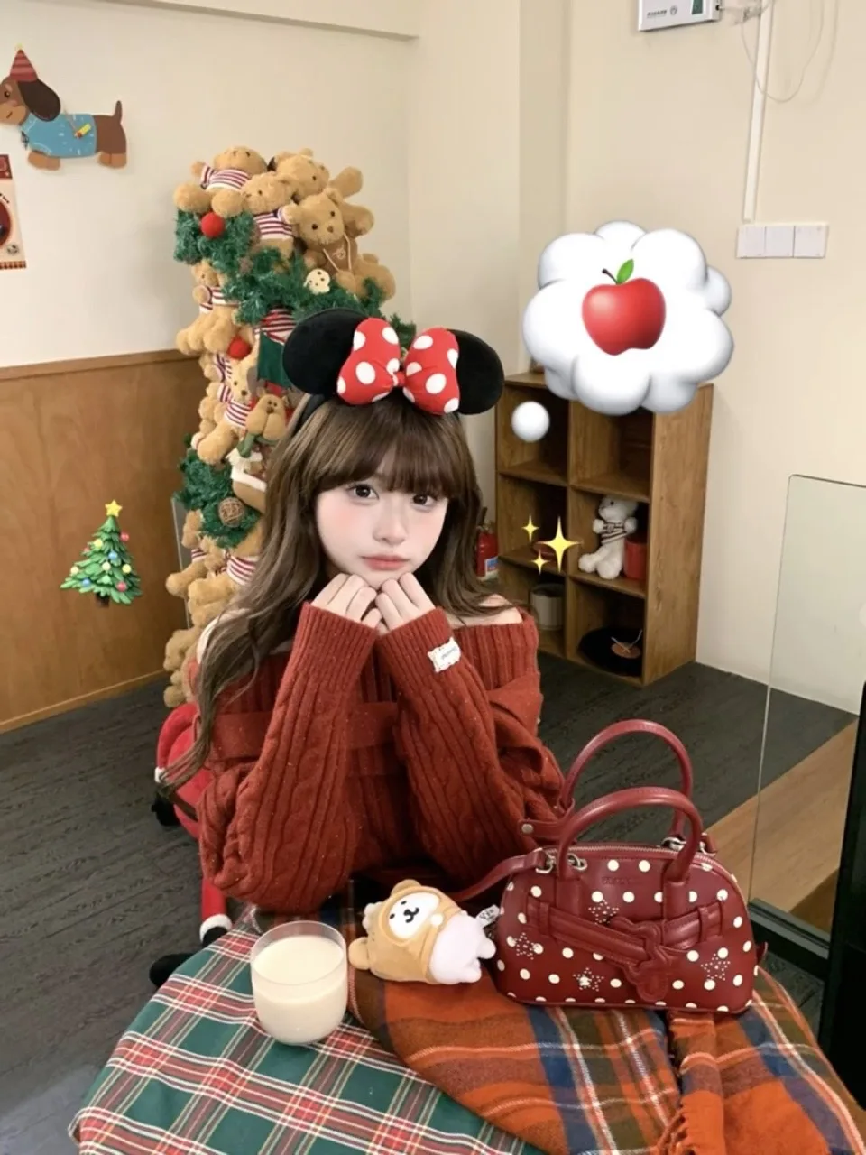 

Red Knot Sweater Women's Loose Knitted Winter Cisas Aosphere oulder Bared Knitwear Slimming Twist Design