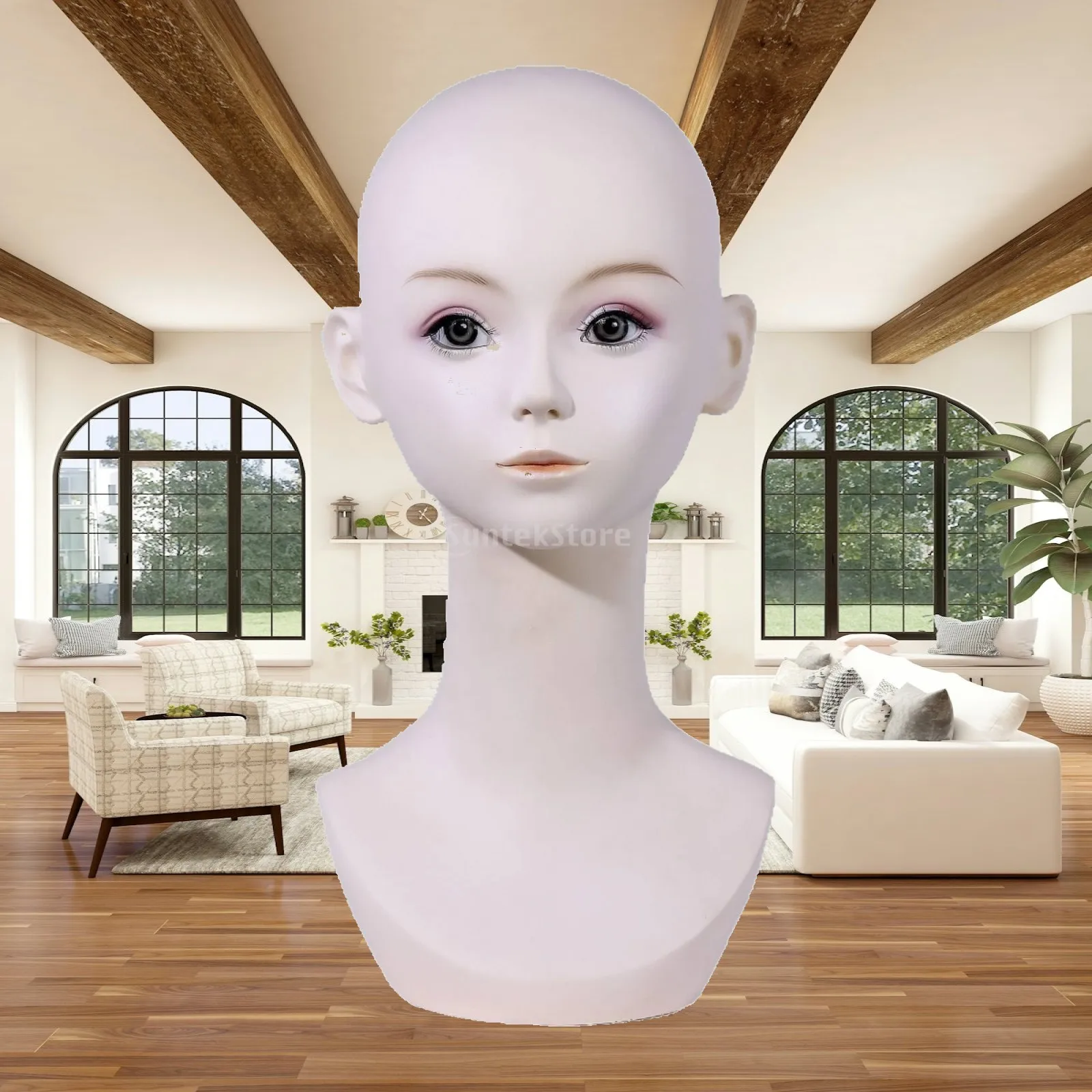 Black Mannequin Head with Shoulders for Hair Styling Wig Holder Display Stand for Salon Shop Window Photo Props