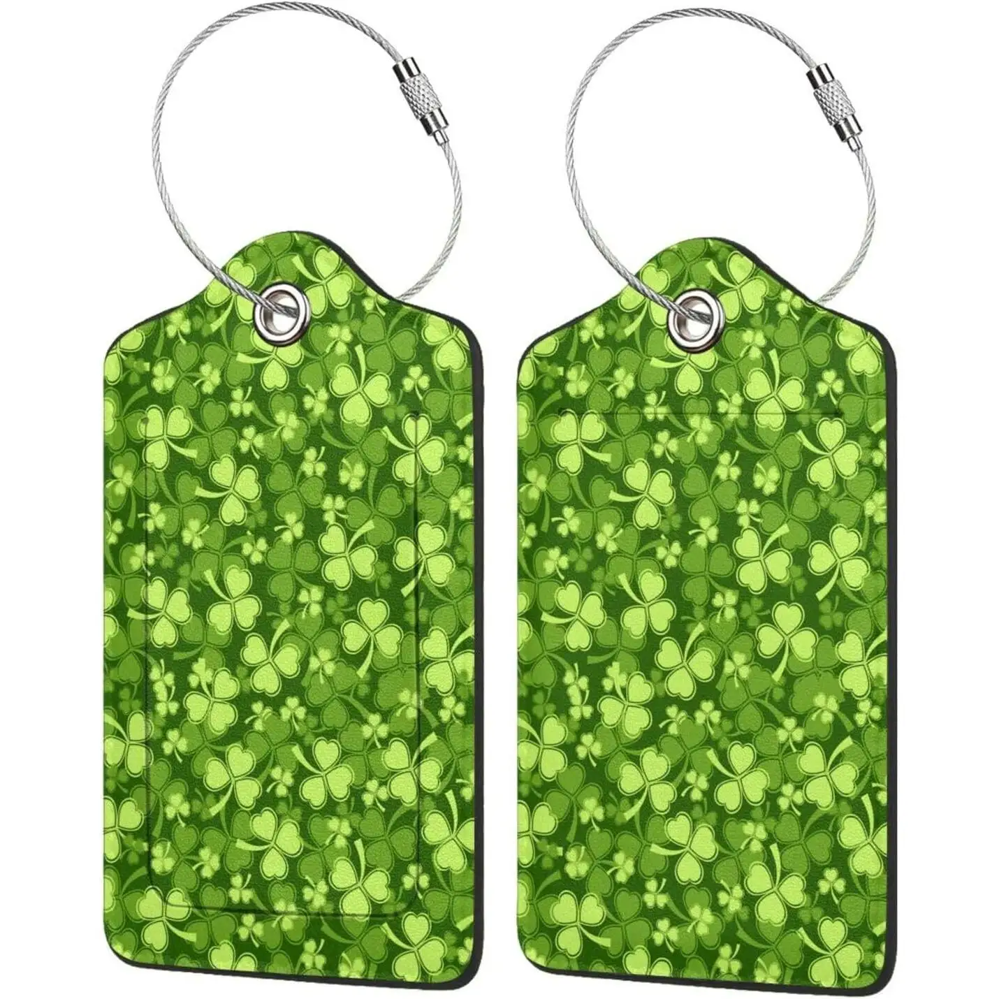 

Shamrock St Patrick's Day 2 Pack Luggage Tag for Suitcase Unique PU Leather Bag Tags Identifiers Privacy Cover ID Label