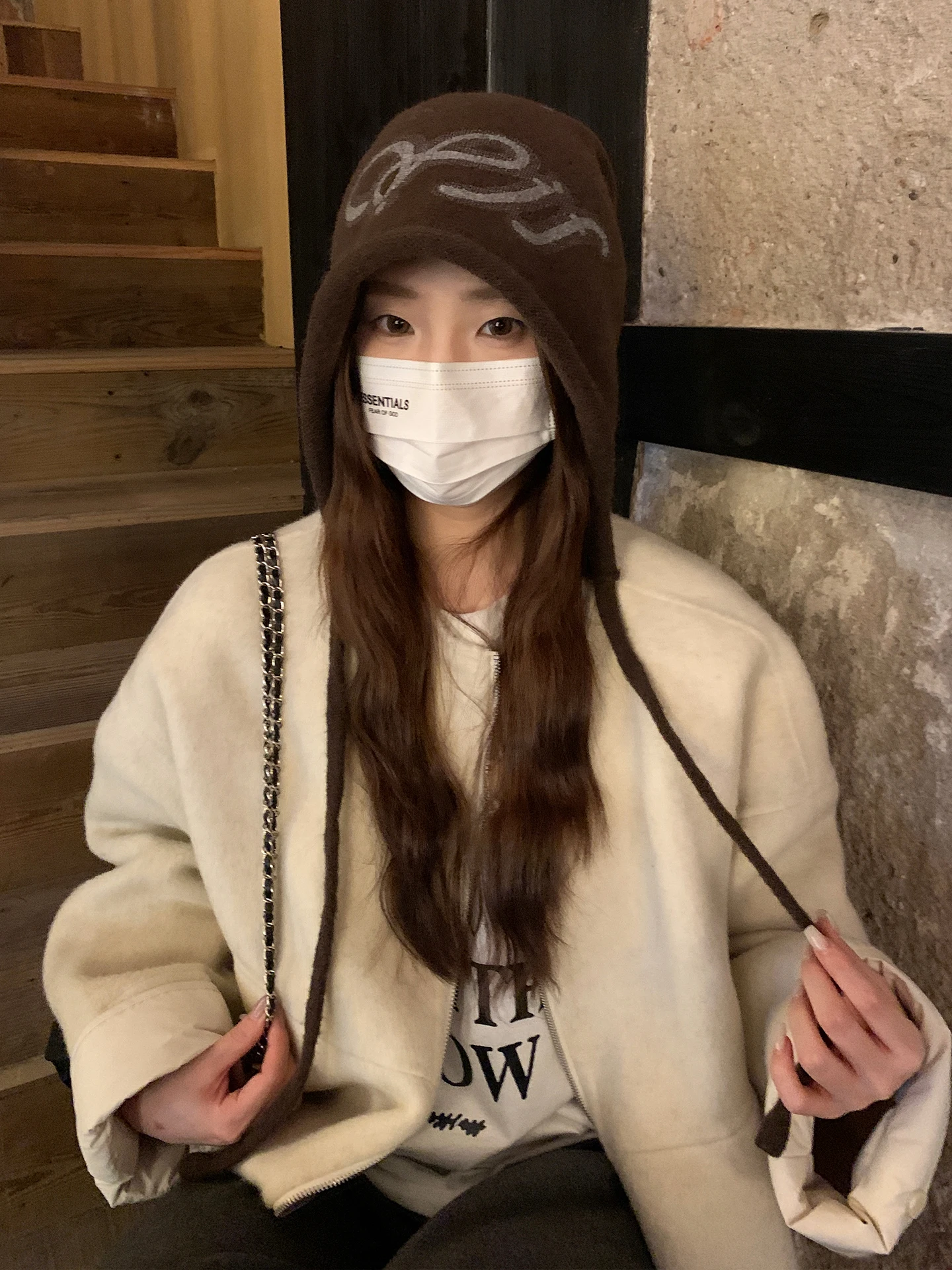 Woolen Cuff Knitted Hat For Girls To Keep Warm In Winter Earmuffs To Prevent Cold A Hooded Hat