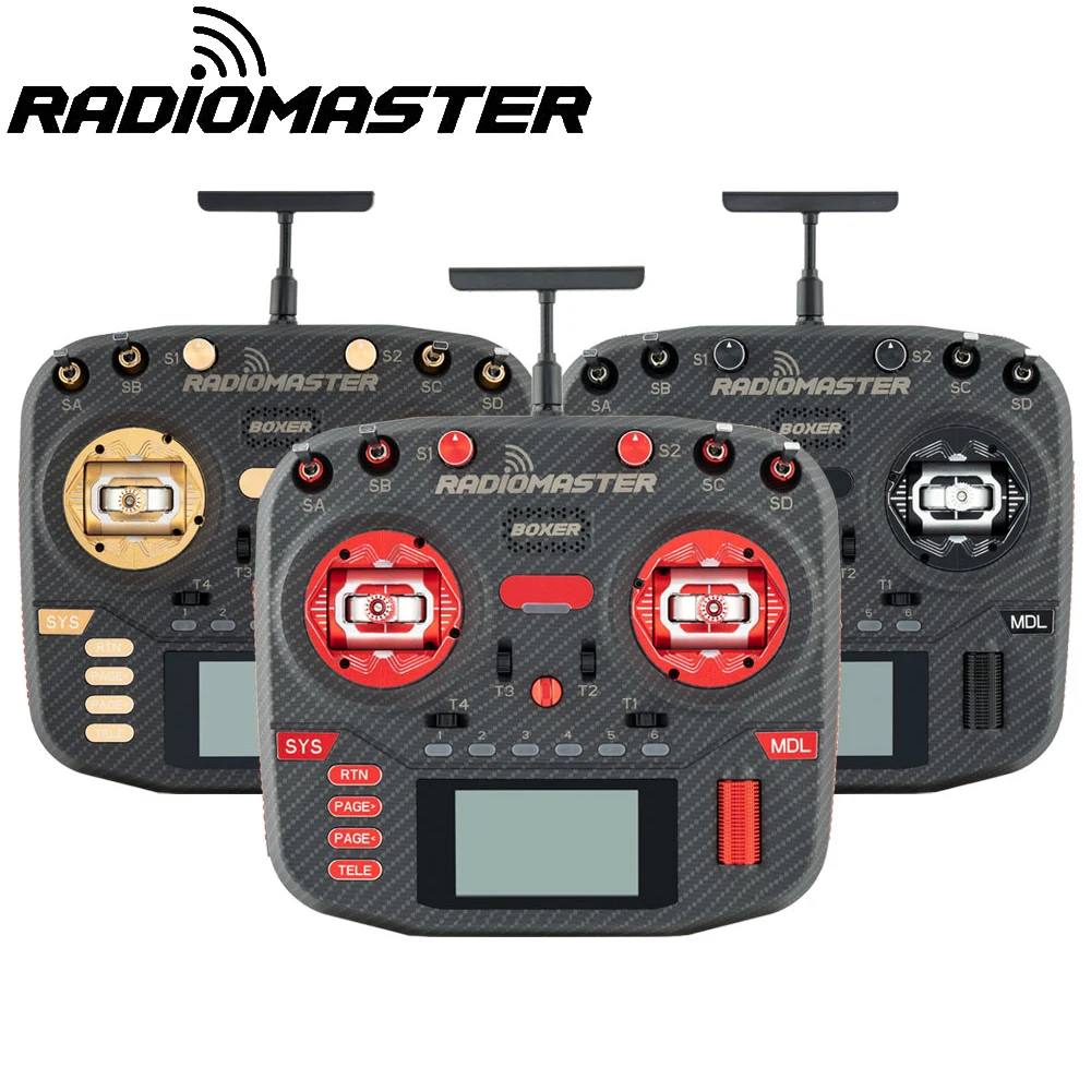 

RadioMaster Boxer Max ExpressLRS 2.4G 16ch Transmitter Remote Control Carbon Fiber Pattern Case With CNC AG01 Hall Gimbals