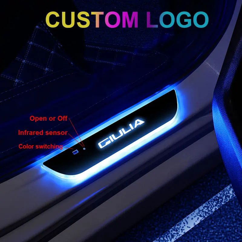 Car door Sill light logo Projector lamp Power Moving LED Welcome Pedal For Alfa Romeo Giulia Car Accessories