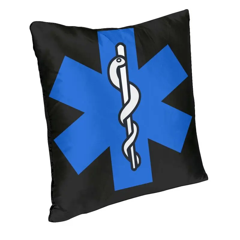 Emt Star Of Life Cushion Cover 40x40cm Soft Paramedic Doctor Ambulance Throw Pillow Case for Sofa Square Pillowcase Decoration