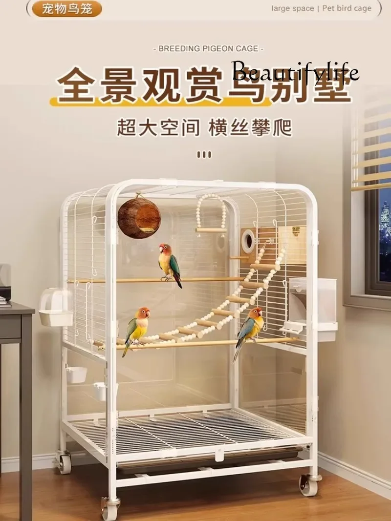 Y Bird Cage Parrot Cage Household Large New Transparent Small Sun Tiger Skin Xuanfeng Luxury Villa Special Breeding Cage