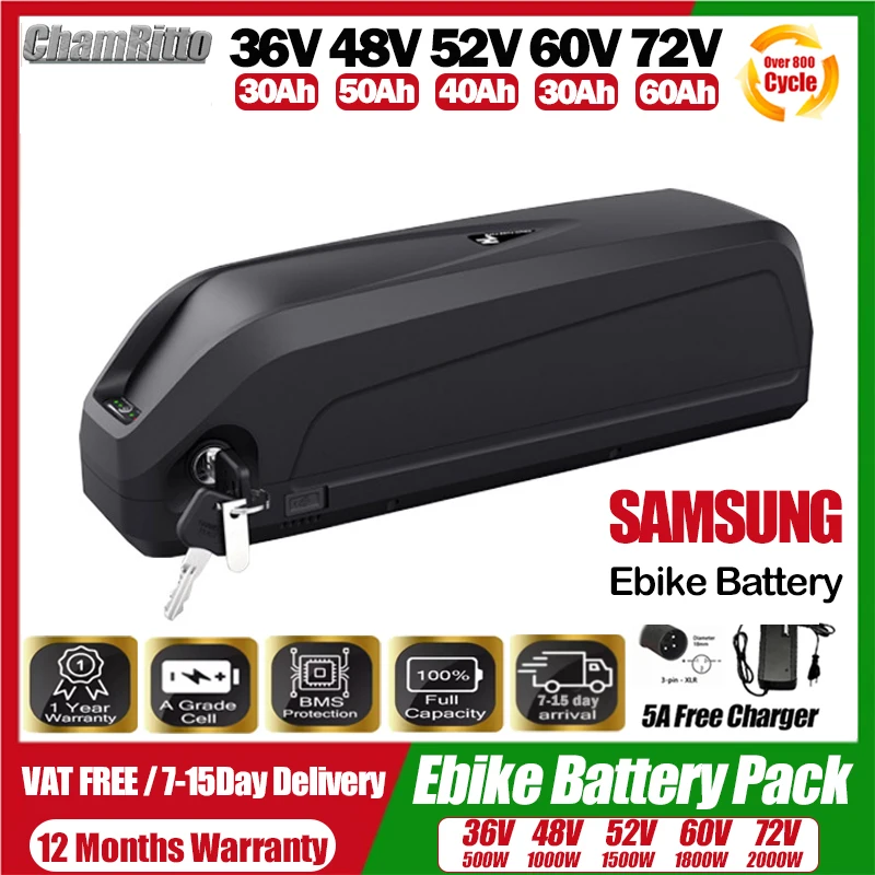 

48 В Hailong 36 В 52 В 60 В 72 В 24 30 Ач 40 Ач 50 60 Ач Аккумулятор Velo Electrique Ebike Bateria 20 Ач Аккумулятор Cham-rider 2000 Вт Аккумулятор