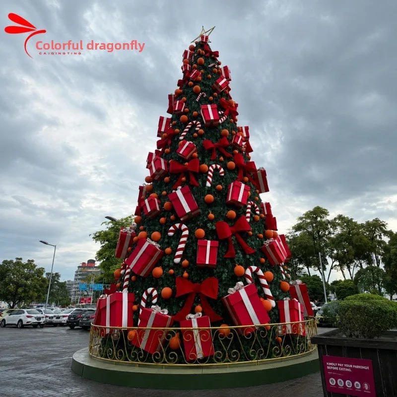 Outdoor Commercial Large Wrought Iron Christmas Tree-Multicolor Programmable LED Pre-lit Heavy-Duty High Quality Tree for