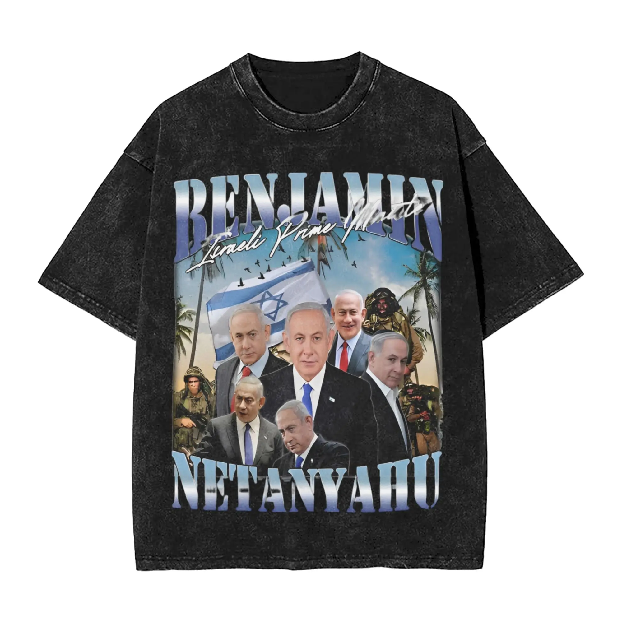 Harajuku Washed Shirts BYE-BYE BIBI Benjamin Netanyahu Leaves Office  Merch Novelty T Shirt Harajuku  Streetwear 100% Cotton