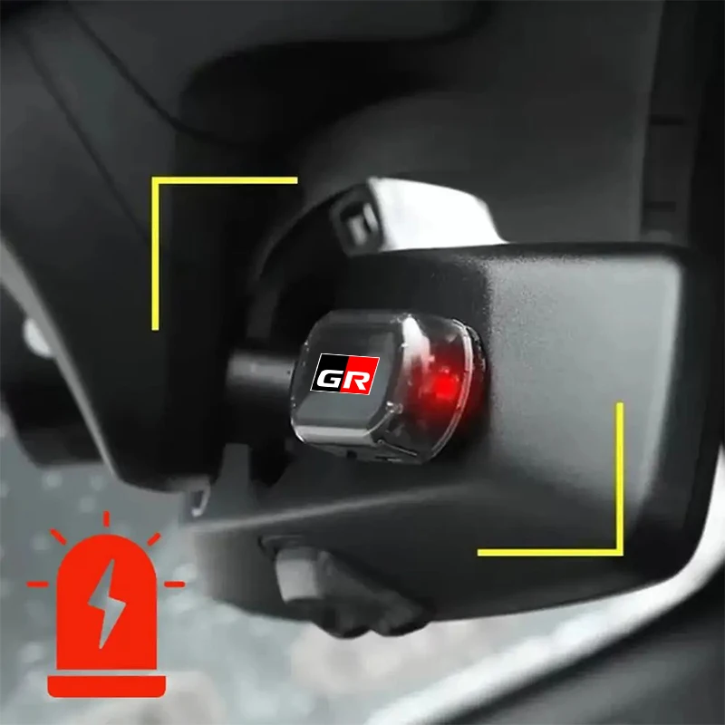 Luz Led de seguridad para coche, lámpara de precaución alimentada por energía Solar, antirrobo, para Toyota Gazoo Racing RAV4 piezas Prado,