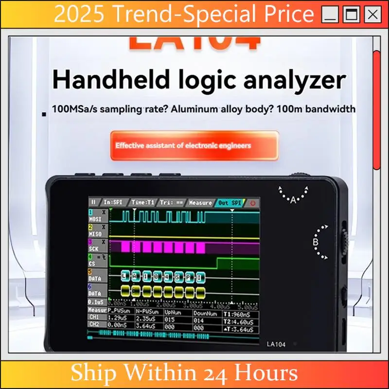 CHYY Top LA104 محلل المنطق الرقمي 2.8 "شاشة 4 قنوات راسم الذبذبات SPI IIC UART قابل للبرمجة 100 متر Sa/S معدل أخذ العينات القصوى #5