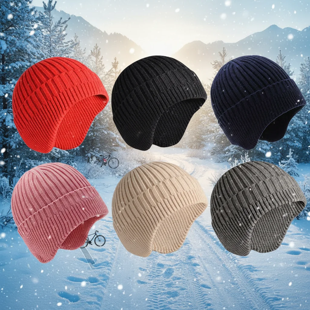 

Лидер продаж, уличная зимняя вязаная шапка для мужчин и женщин, плюшевая теплая шапка-наушник, повседневная модная толстая велосипедная шапка с защитой ушей