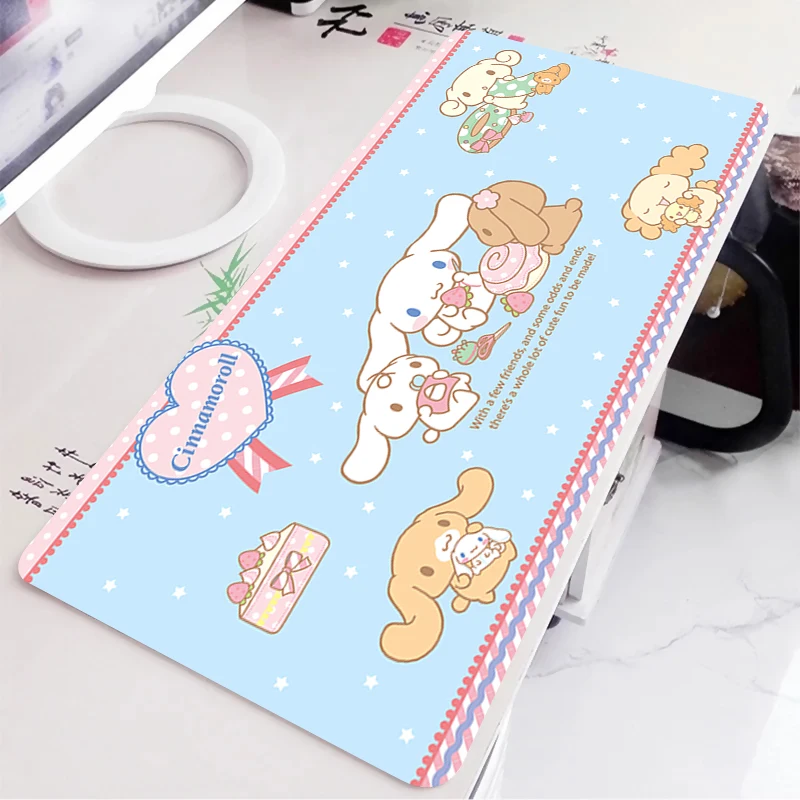 แผ่นรองเมาส์ซินนามอนโรลอะนิเมะเกมเมอร์แท็บเล็ตขนาดใหญ่ วาร์มิโลคีย์บอร์ดพรมอุปกรณ์เสริมสำหรับเล่นเกมน่ารักแผ่นรองเมาส์