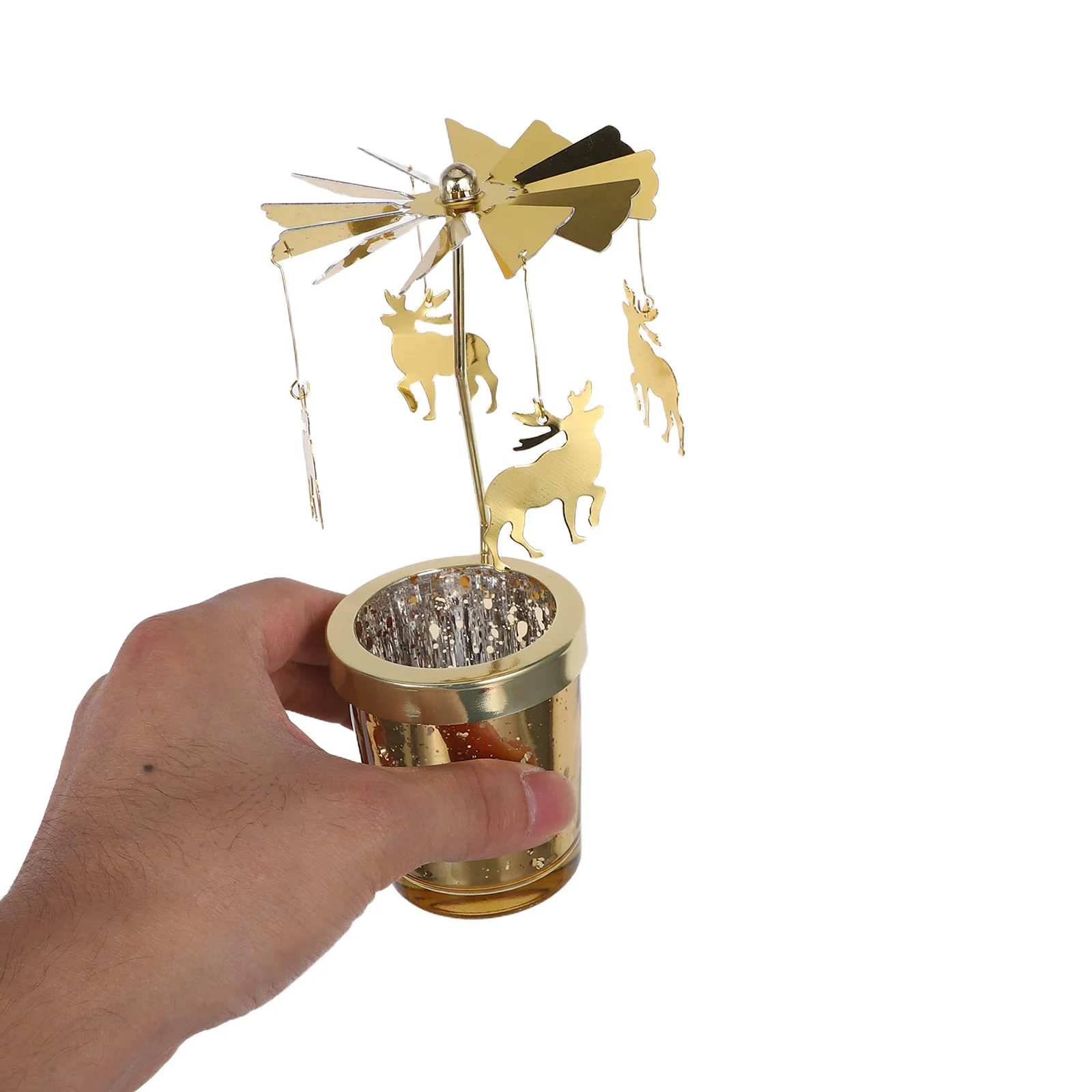 

Rotating Holders Golden Fawn Decorative Tabletop Pillar Stand For Home Wedding Party Long-Term Use Light