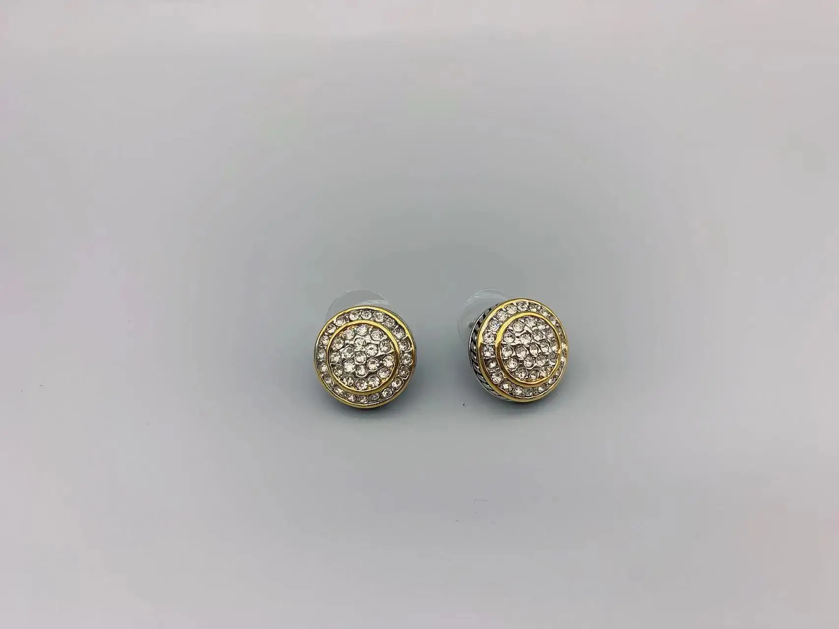 

Le Han Jewelry Cable Round Stud Earrings With 18k Gold Plated And Clear Cubic Zirconia 11mm