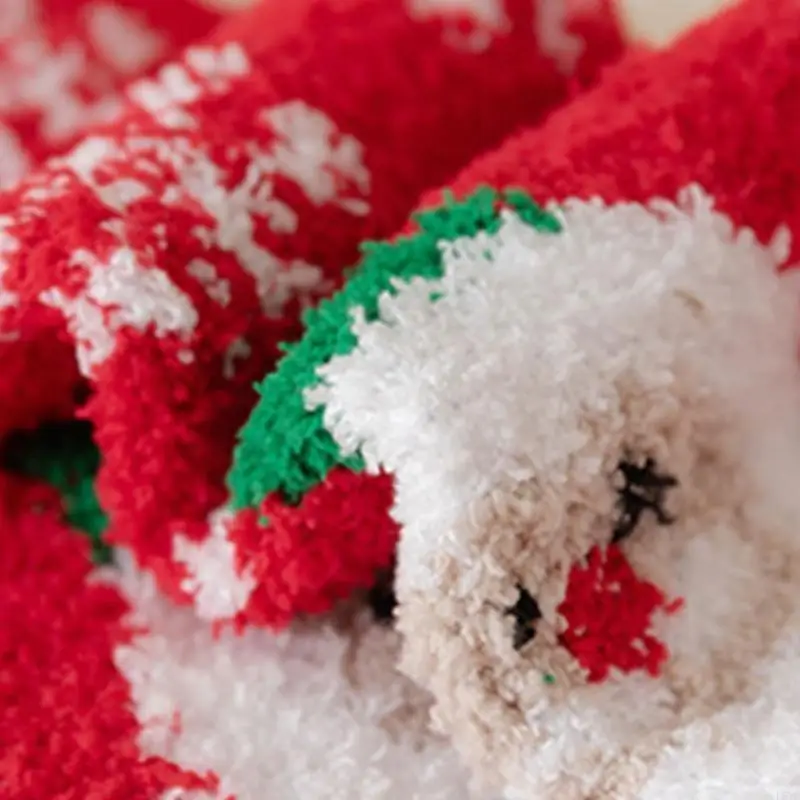 

L5YC Womens Long Fuzzy Socks Cartoon Knee Highs Socks Soft Warm Winter Coral Fleece Socks Christmas Stockings Calf Socks