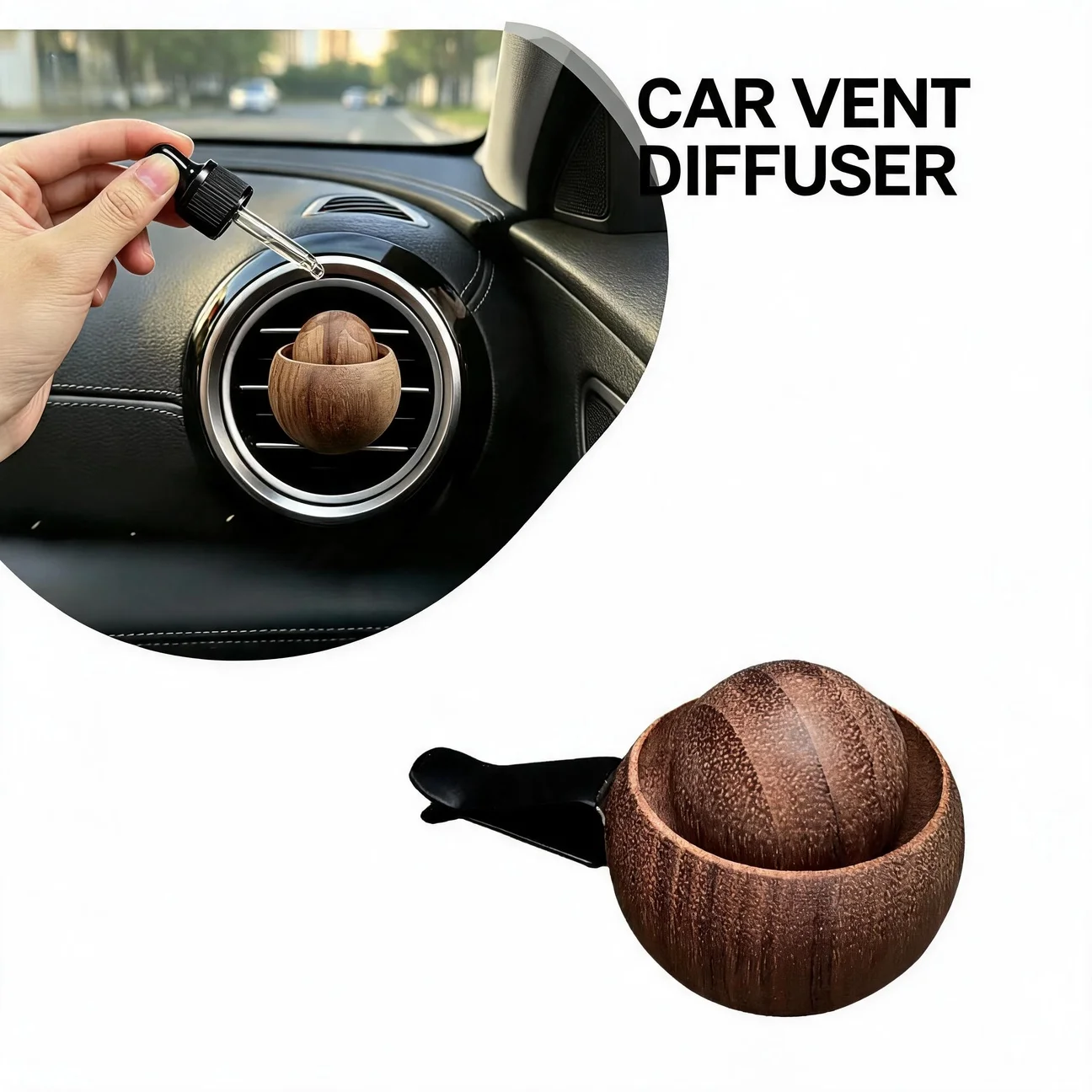 Car Wooden Diffuser Spherical Design Essential Oil Diffusers Bedroom Decor Car Home Room Fragrance Natural Fragrance Dispersion