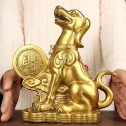 Pure Copper Money Dog Feng Shui Copper Dog Inviting Wealth and Guarding Wealth Home Decoration Crafts Ornaments