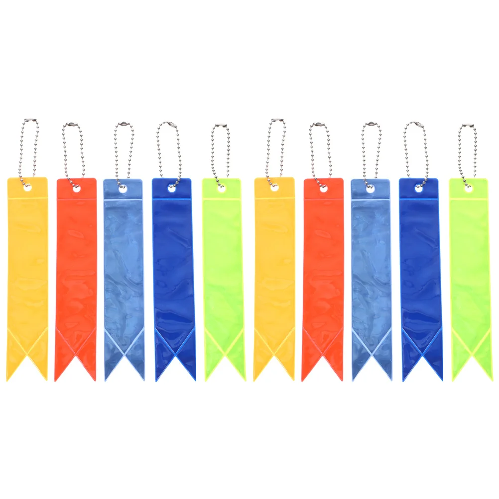 

10Pcs Reflective Keychains PVC Pendant Glow in Dark Straps Safety Warning Backpack Accessories Stylish Key Rings