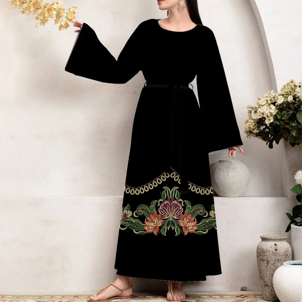 Fashion Femme Flare Sleeve Abaya Muslim Islam Clothing Full Length Abayas Soft And Comfortable Ramadan Robe Turkey Dubai Kaftan