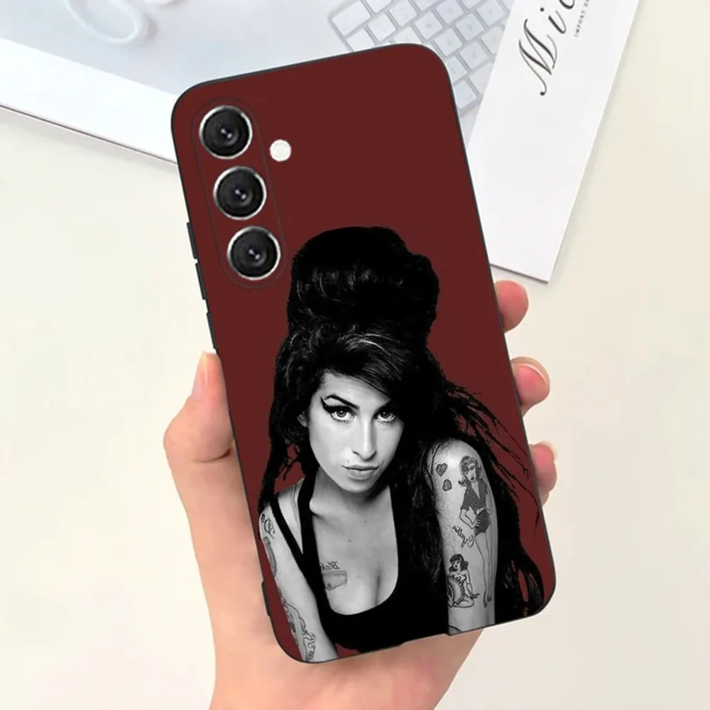 Casing Ponsel Amy Winehouse untuk Samsung S25,S24,S21,S22,S23,S30,Ultra,S20,Plus,Fe,Lite,Note,10,9,5G Sampul Hitam
