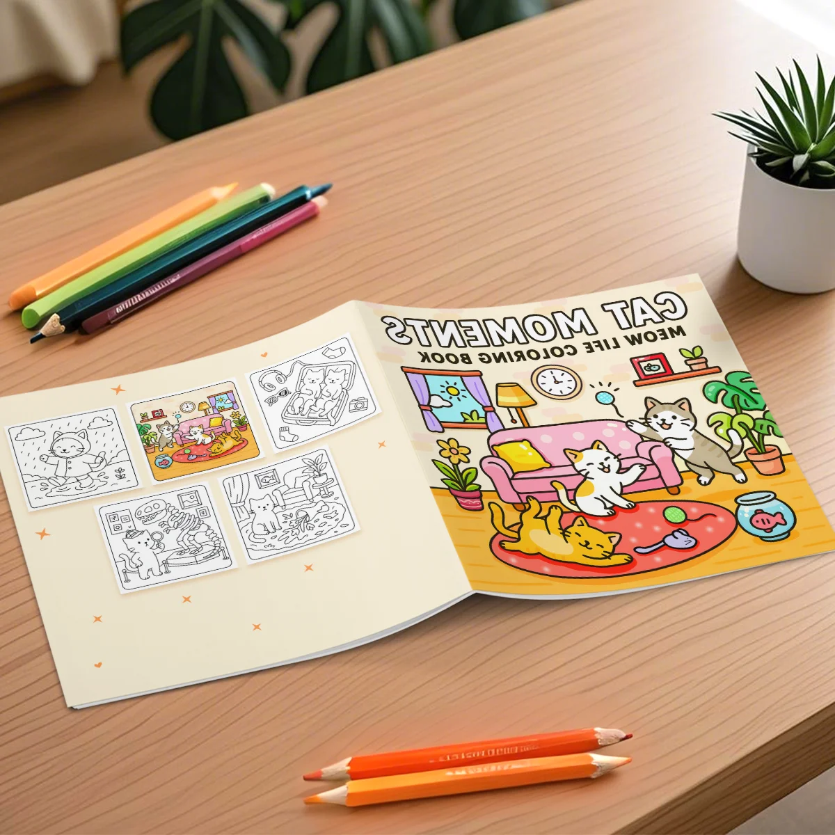 CAT MOMENTS MEOW LIFE Coloring Book 24 pages Kid Cartoon Graffiti Painting Books Featuring Adult Picture Book Creative Gift