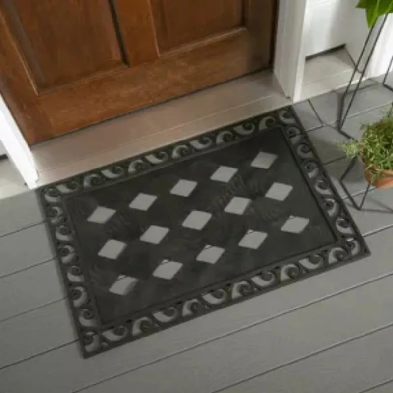 US Scroll Cutout Embossed Floor Mat Indoor Outdoor Rubber Tray 2'x3' Fits Embossed Doormats Size 30