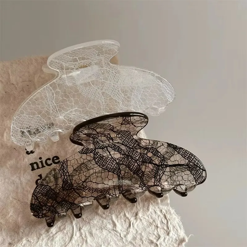 Koreanische Damen-Haarspange mit Spitzenmuster, Haarklammer im Haifisch-Design, Mädchen-Mode-Haarspangen, Kopfschmuck, Haar-Accessoire für den Alltag – Detail 2