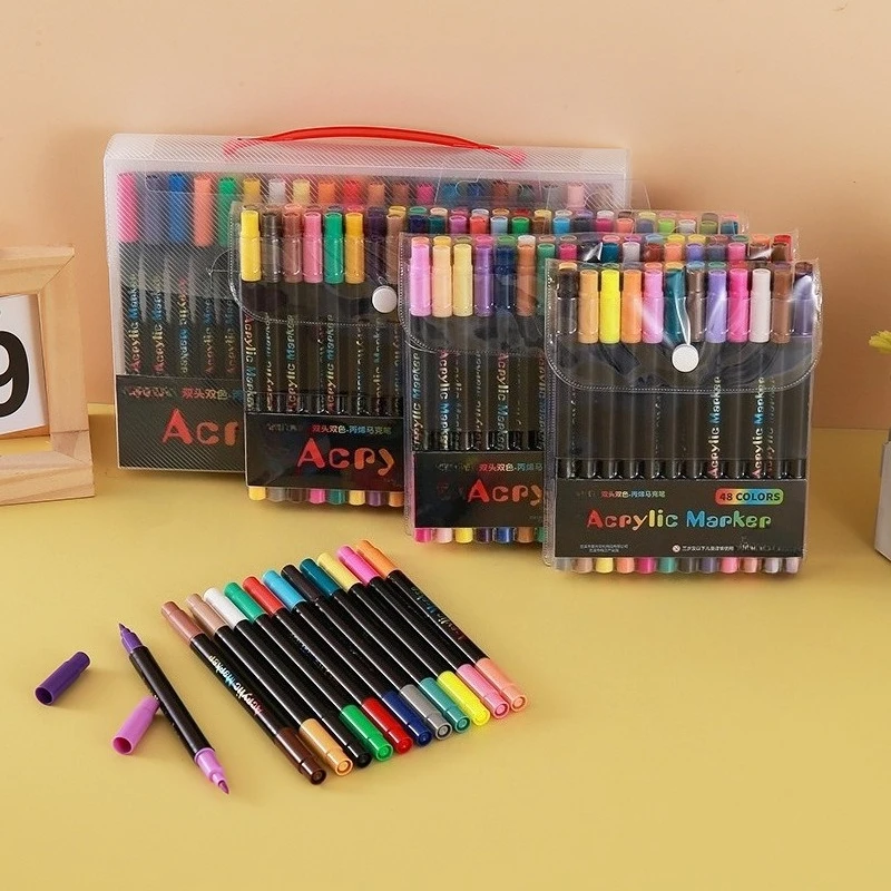 

Colorful Dual Headed Markers for Children Students Graffiti Office and Study Supplies Smooth Texture Not Easy To Fade DIY