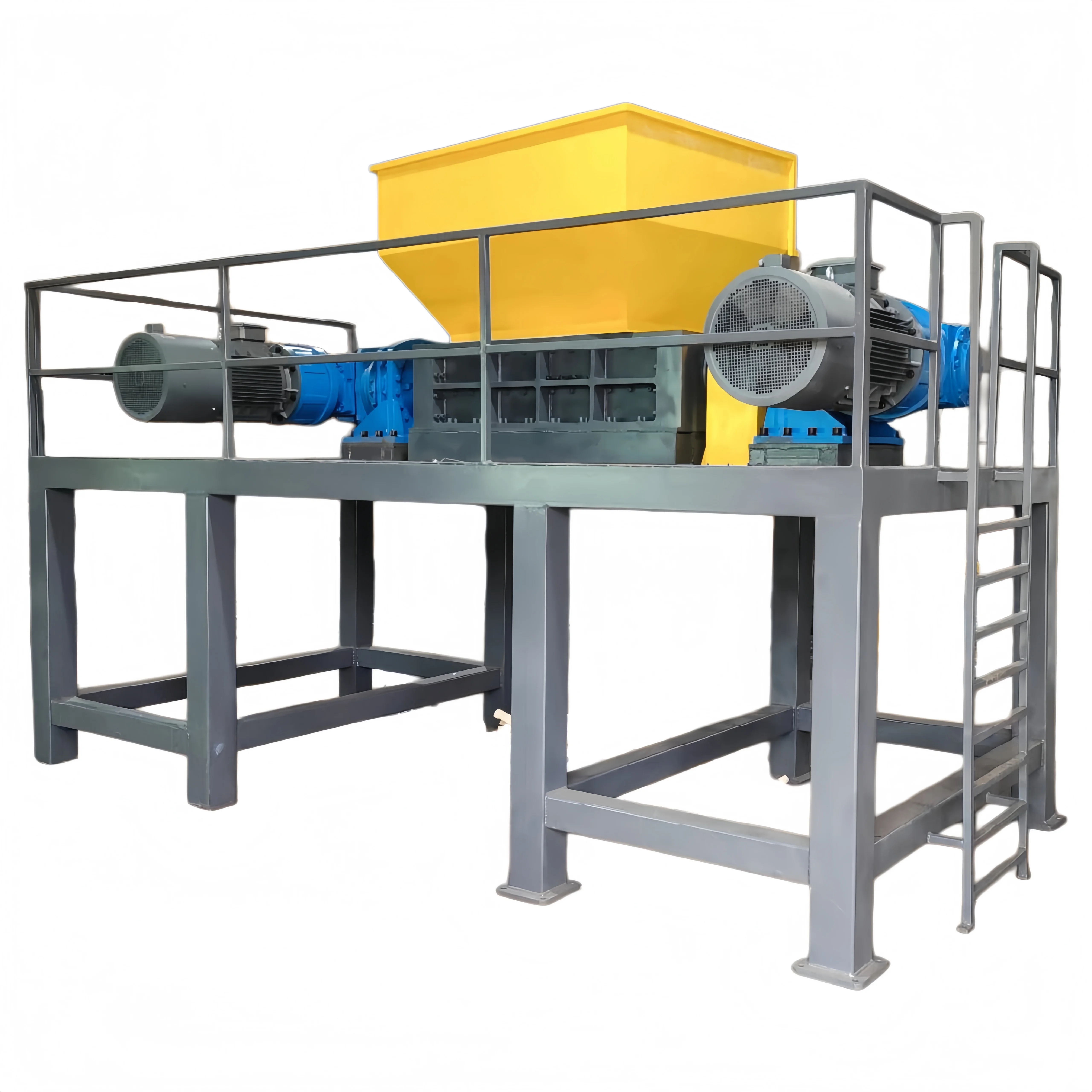 Large Scale Dual Shaft Shredder For Scrap Iron Plastic Tires Metal Household Waste And Straw Crusher Recycling Machine