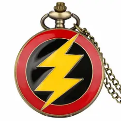 Montre de poche à Quartz pour hommes, en Bronze rouge, Flash jaune, Anime, collier Harajuku, horloge, chaîne, Cosplay, cadeaux anciens