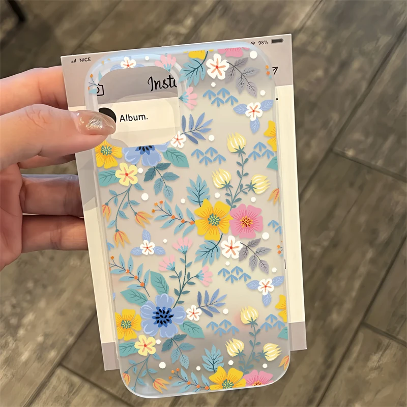 

Матовый прозрачный чехол Fcicicase для iPhone 12 Pro Max 12 Mini 11 X XR XS Max SE 2020 6S 6 7 8 Plus, мягкий чехол из ТПУ с цветочным принтом